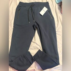 Midnight Navy Men's Zip-Pocket Jogger Sweatpants with Drawstring